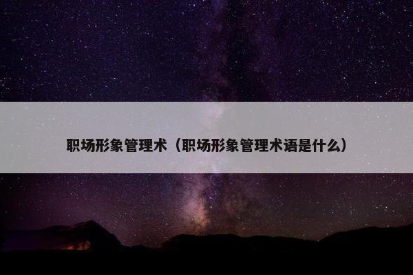 职场形象管理术（职场形象管理术语是什么）