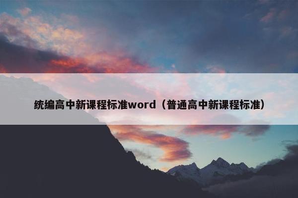 统编高中新课程标准word（普通高中新课程标准）