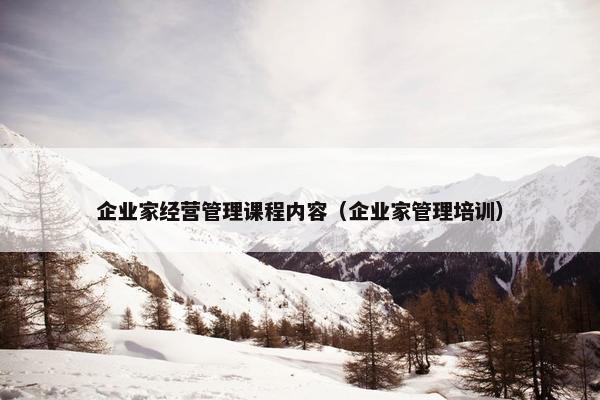 企业家经营管理课程内容（企业家管理培训）