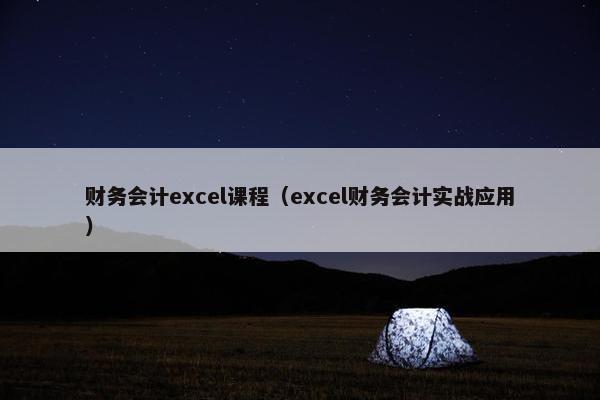 财务会计excel课程（excel财务会计实战应用）