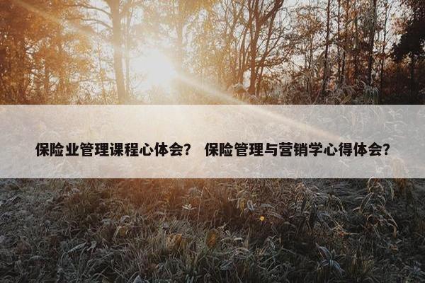 保险业管理课程心体会？ 保险管理与营销学心得体会？