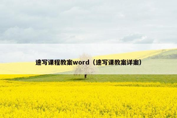 速写课程教案word（速写课教案详案）