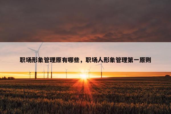 职场形象管理原有哪些，职场人形象管理第一原则
