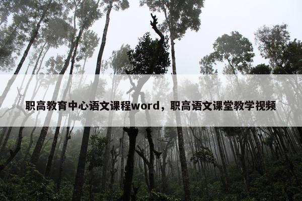 职高教育中心语文课程word，职高语文课堂教学视频