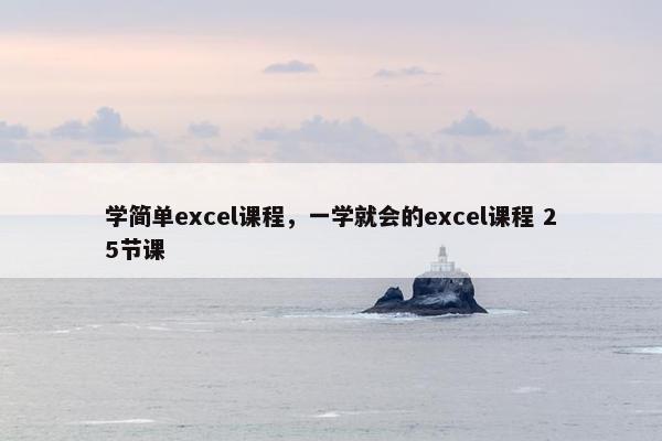 学简单excel课程，一学就会的excel课程 25节课