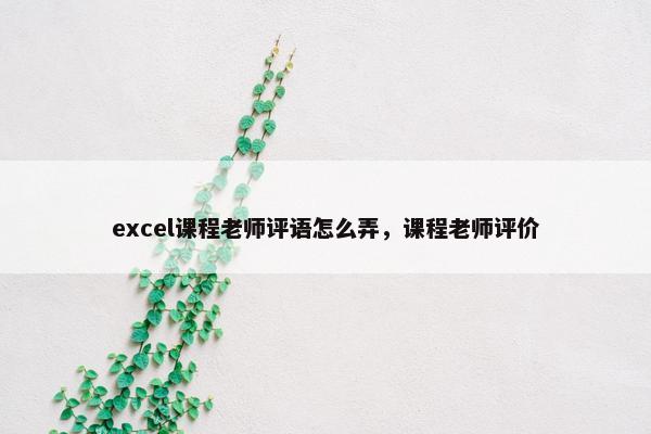 excel课程老师评语怎么弄，课程老师评价