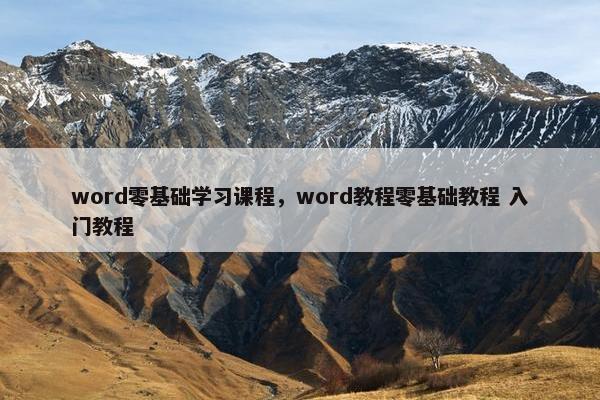 word零基础学习课程，word教程零基础教程 入门教程