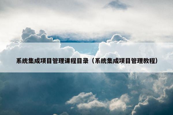 系统集成项目管理课程目录（系统集成项目管理教程）