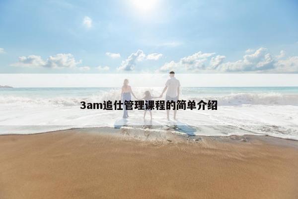 3am追仕管理课程的简单介绍