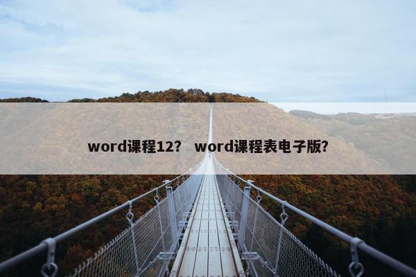 word课程12？ word课程表电子版？