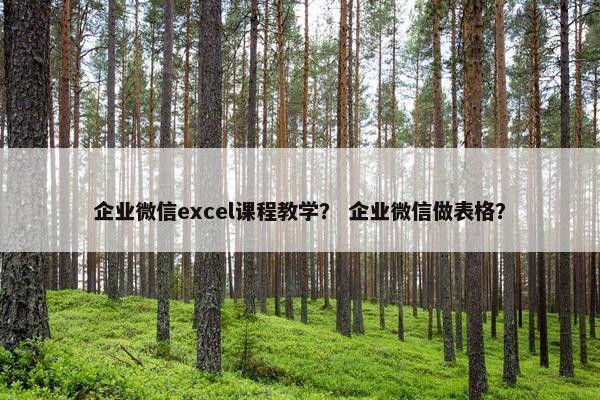 企业微信excel课程教学？ 企业微信做表格？