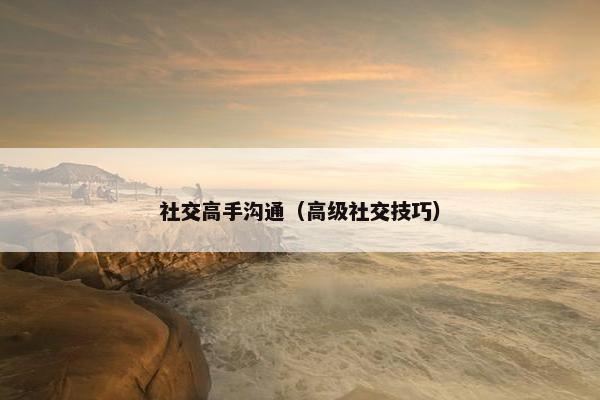 社交高手沟通（高级社交技巧）