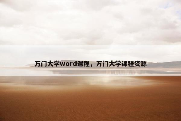 万门大学word课程，万门大学课程资源
