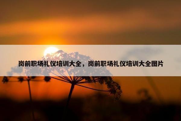岗前职场礼仪培训大全，岗前职场礼仪培训大全图片