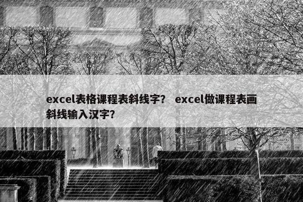 excel表格课程表斜线字？ excel做课程表画斜线输入汉字？