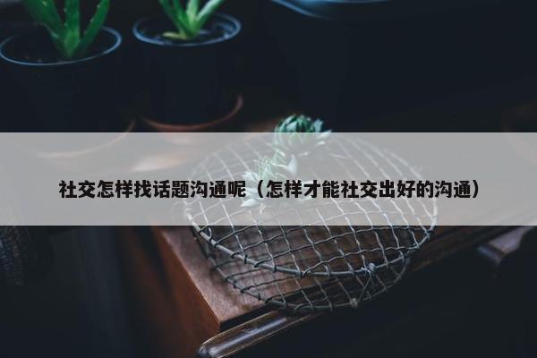 社交怎样找话题沟通呢（怎样才能社交出好的沟通）