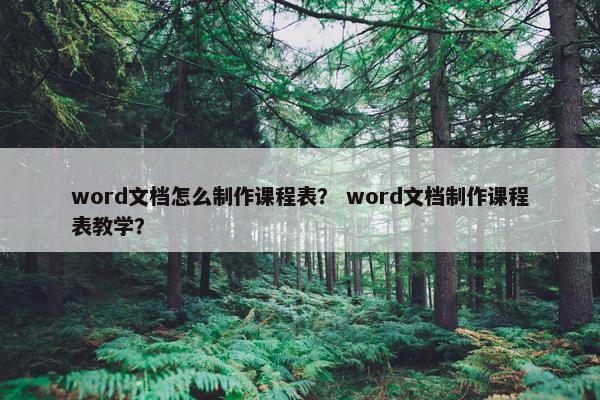 word文档怎么制作课程表？ word文档制作课程表教学？