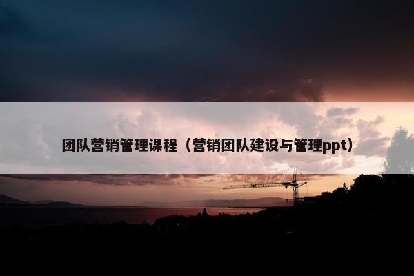 团队营销管理课程（营销团队建设与管理ppt）