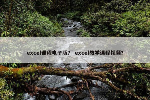 excel课程电子版？ excel教学课程视频？