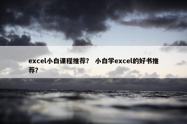 excel小白课程推荐？ 小白学excel的好书推荐？