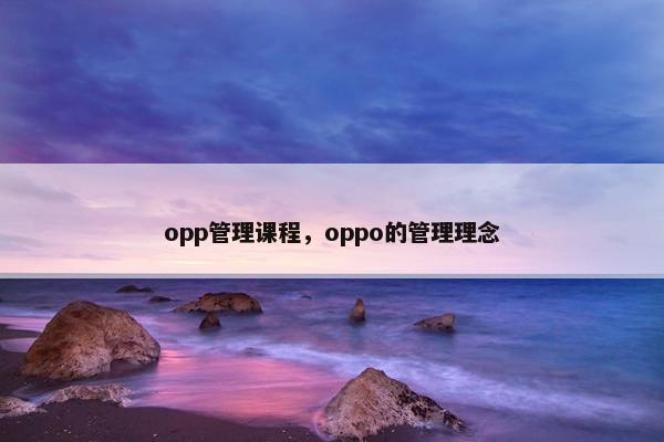 opp管理课程，oppo的管理理念