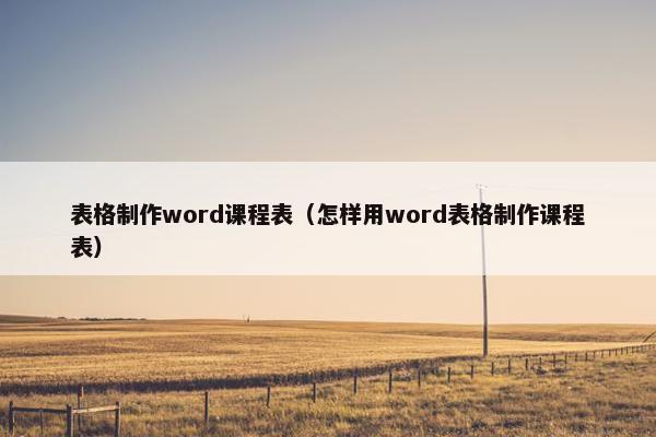 表格制作word课程表（怎样用word表格制作课程表）