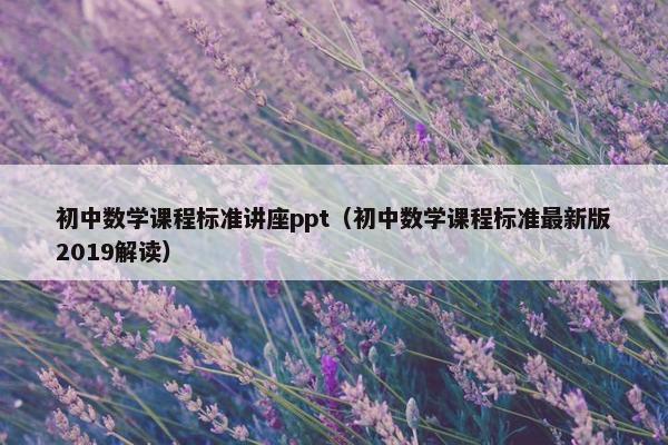 初中数学课程标准讲座ppt（初中数学课程标准最新版2019解读）