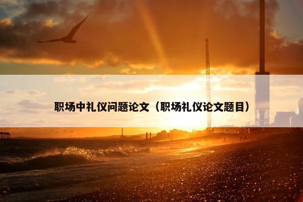 职场中礼仪问题论文（职场礼仪论文题目）