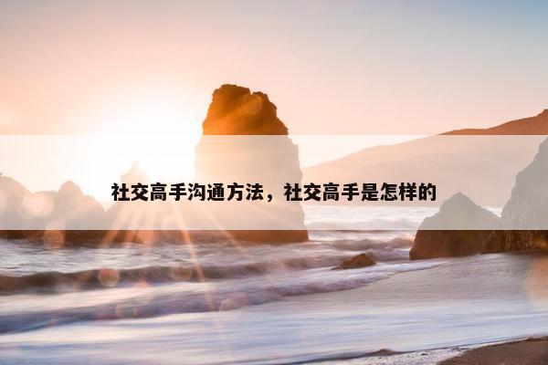 社交高手沟通方法，社交高手是怎样的