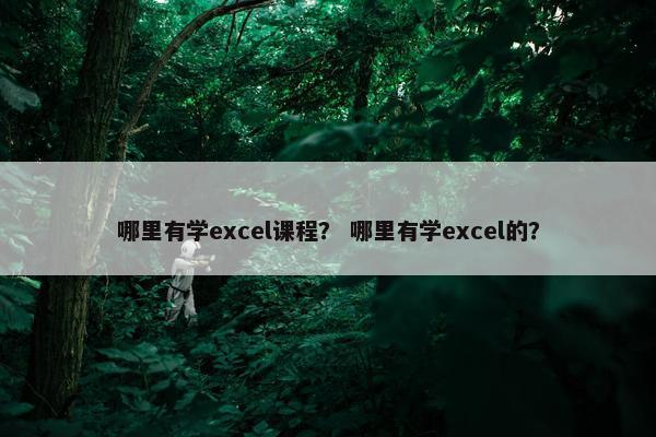 哪里有学excel课程？ 哪里有学excel的？