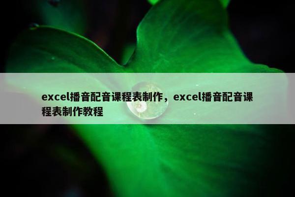 excel播音配音课程表制作，excel播音配音课程表制作教程
