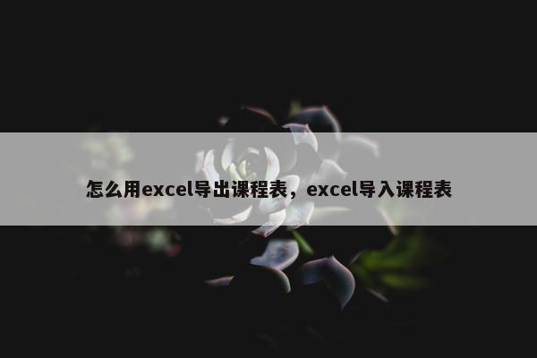 怎么用excel导出课程表，excel导入课程表
