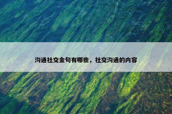 沟通社交金句有哪些，社交沟通的内容