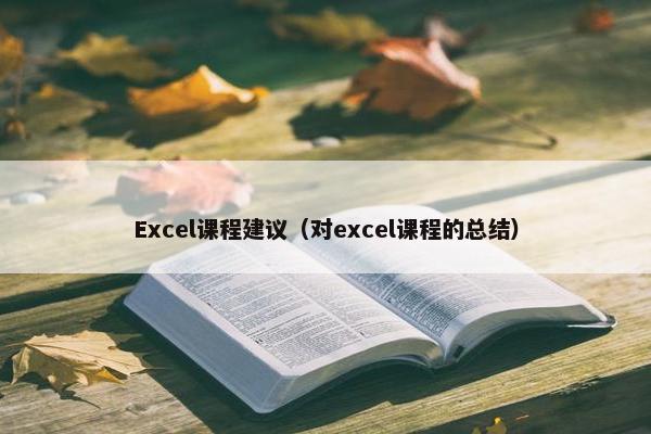 Excel课程建议（对excel课程的总结）