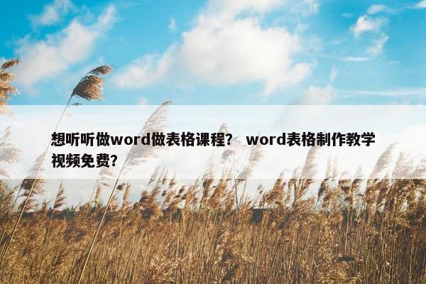 想听听做word做表格课程？ word表格制作教学视频免费？