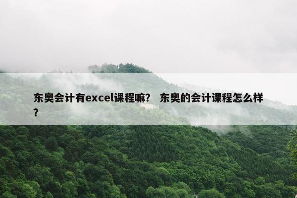 东奥会计有excel课程嘛？ 东奥的会计课程怎么样？