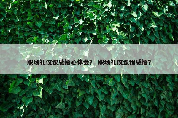 职场礼仪课感悟心体会？ 职场礼仪课程感悟？