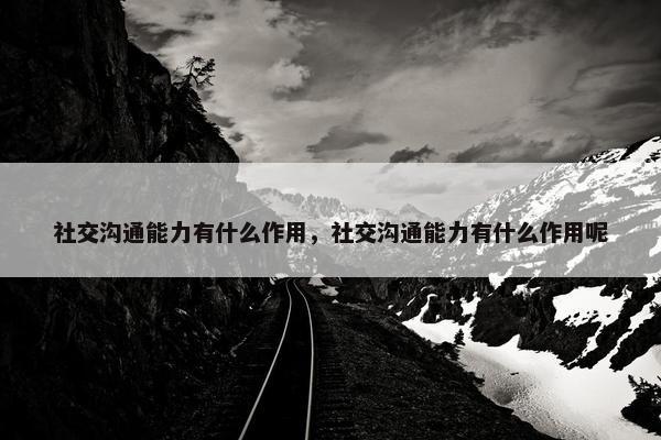 社交沟通能力有什么作用，社交沟通能力有什么作用呢