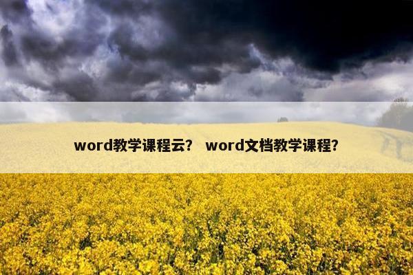 word教学课程云？ word文档教学课程？