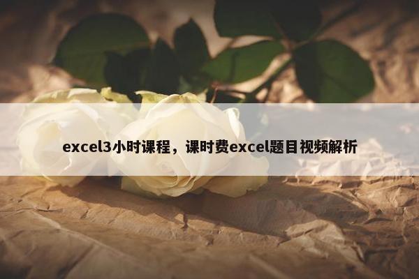 excel3小时课程，课时费excel题目视频解析