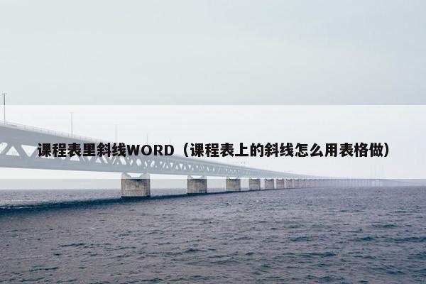 课程表里斜线WORD（课程表上的斜线怎么用表格做）