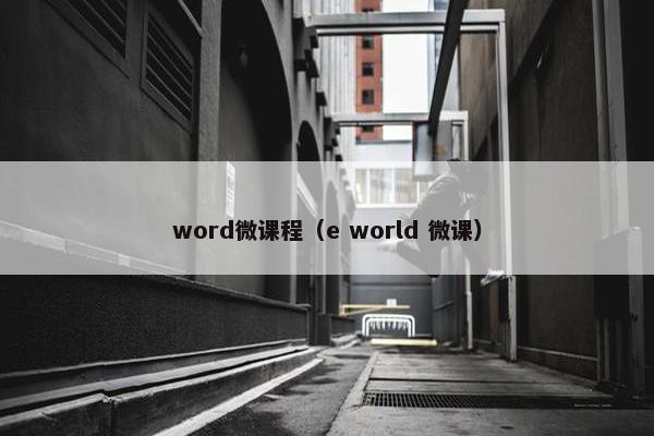 word微课程（e world 微课）