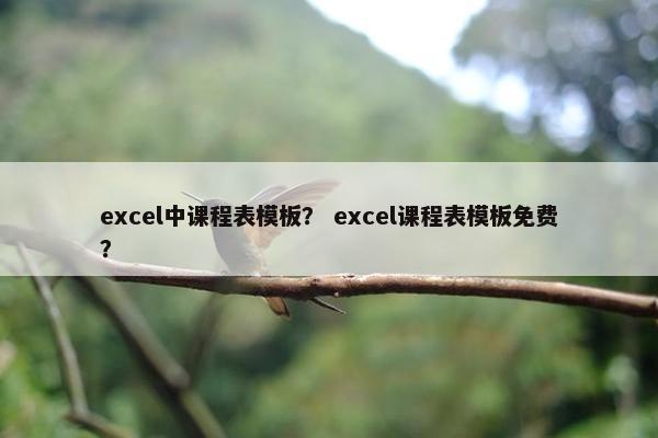excel中课程表模板？ excel课程表模板免费？