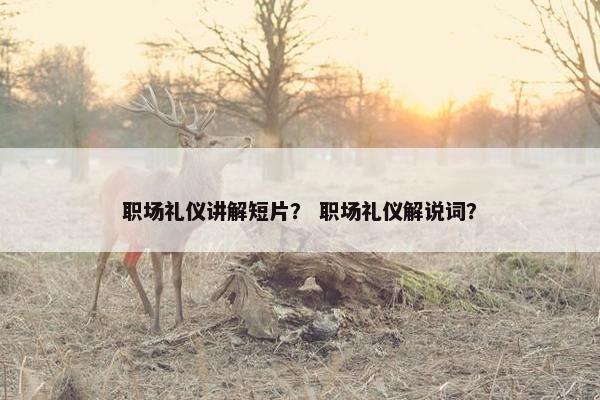 职场礼仪讲解短片？ 职场礼仪解说词？