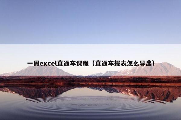一周excel直通车课程（直通车报表怎么导出）