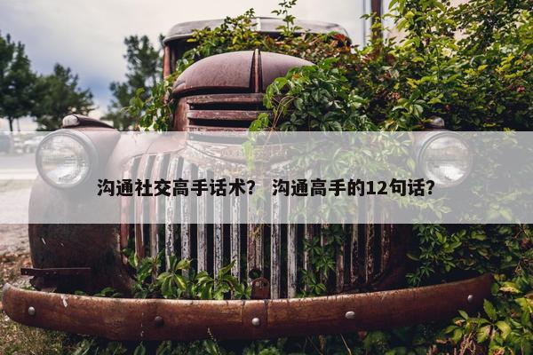 沟通社交高手话术？ 沟通高手的12句话？