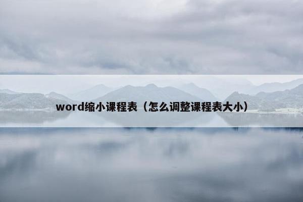 word缩小课程表（怎么调整课程表大小）