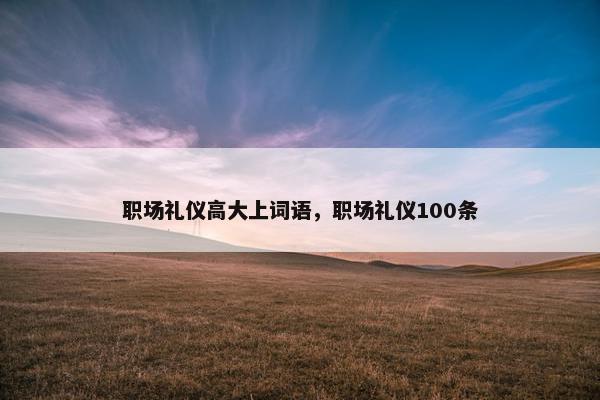 职场礼仪高大上词语，职场礼仪100条