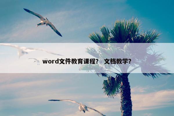 word文件教育课程？ 文档教学？