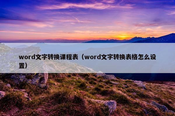 word文字转换课程表（word文字转换表格怎么设置）